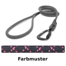 klassische Hundeleine TWIST - M - 145cm - schwarz mit pinken Stichen
